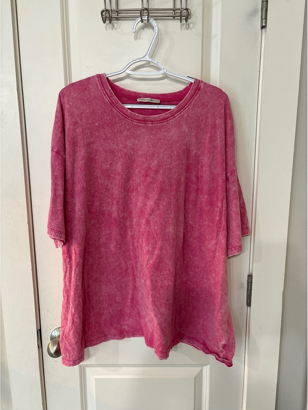 Zenana Oversized Pink Acid Wash T-Shirt Large/XL